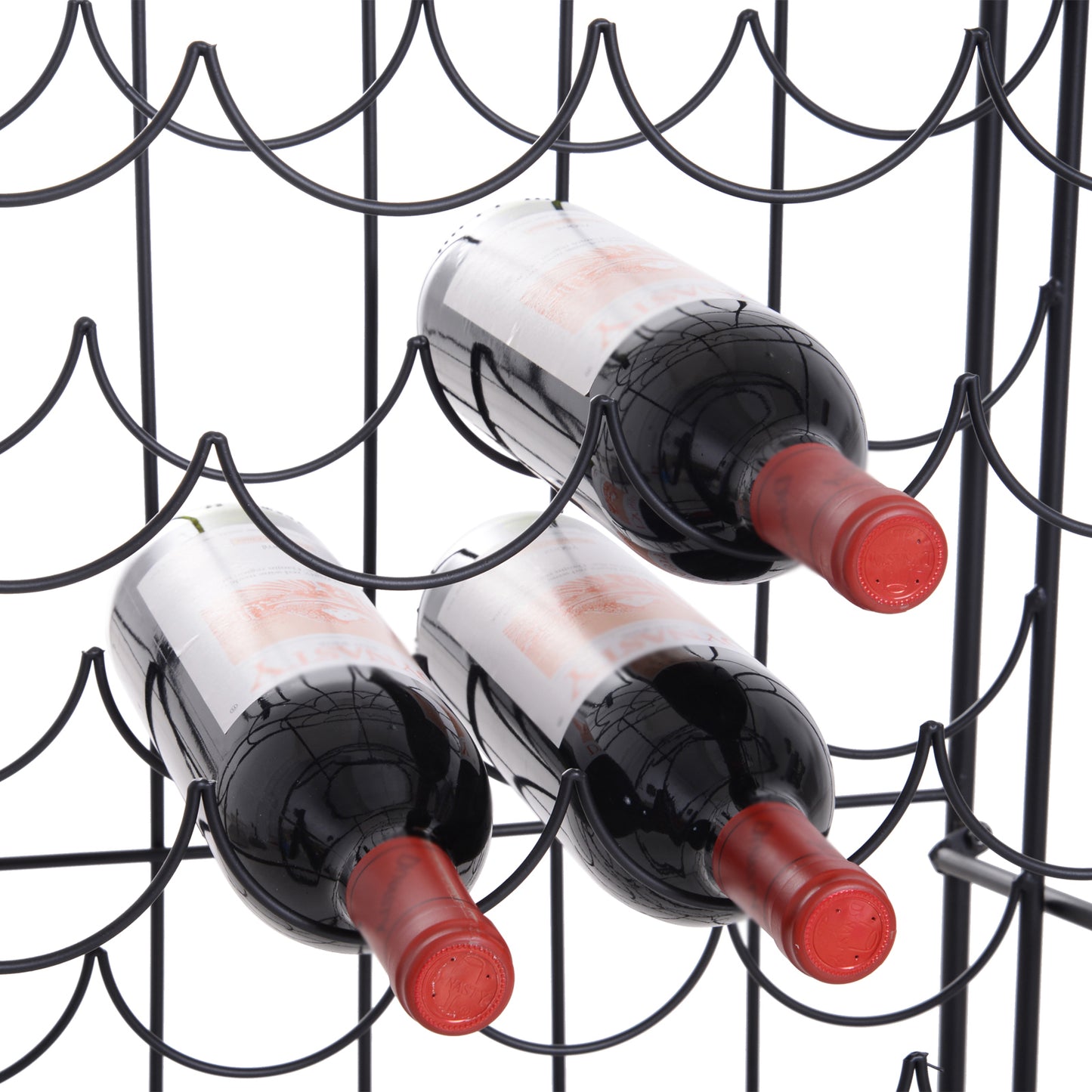 HOMCOM 35 Bottle Wrought Iron Wine Rack Cabinet with Lock - Black