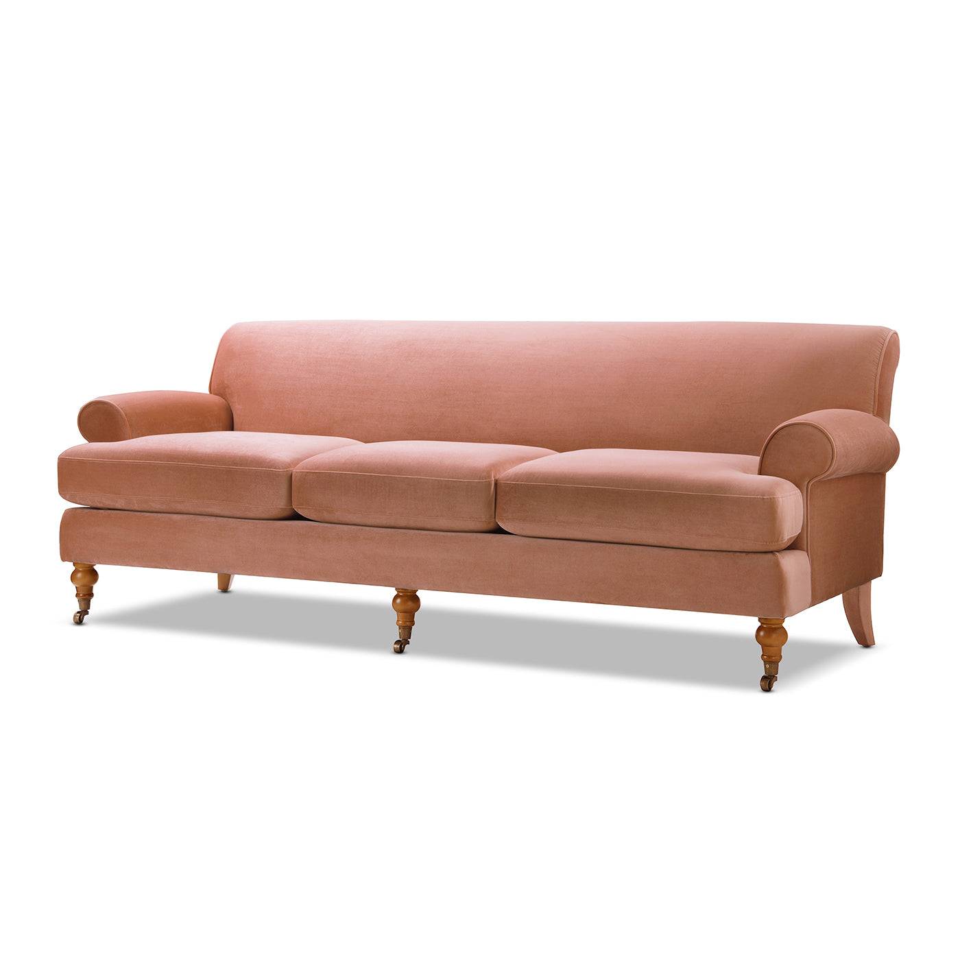 Alana Lawson Three-Cushion Tightback Sofa, Peach Orange Velvet