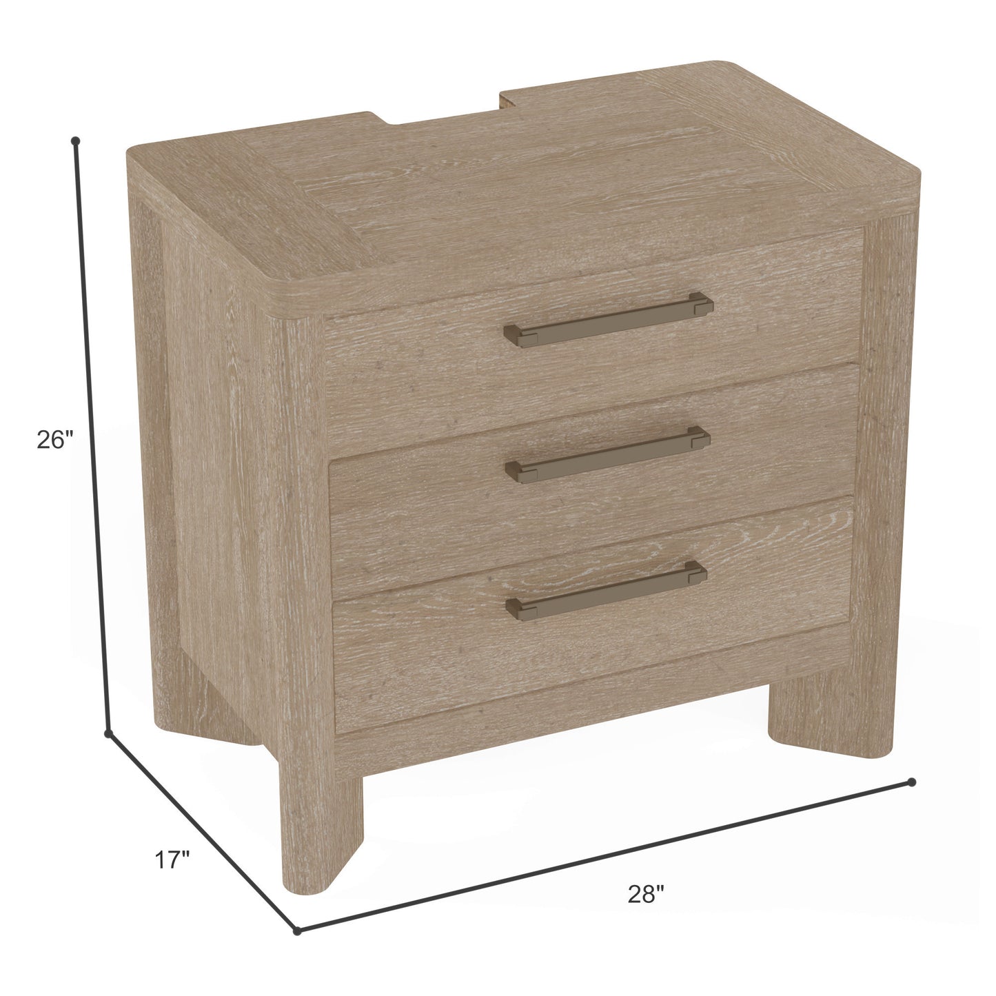 Clove Tan 3-Drawer Nightstand