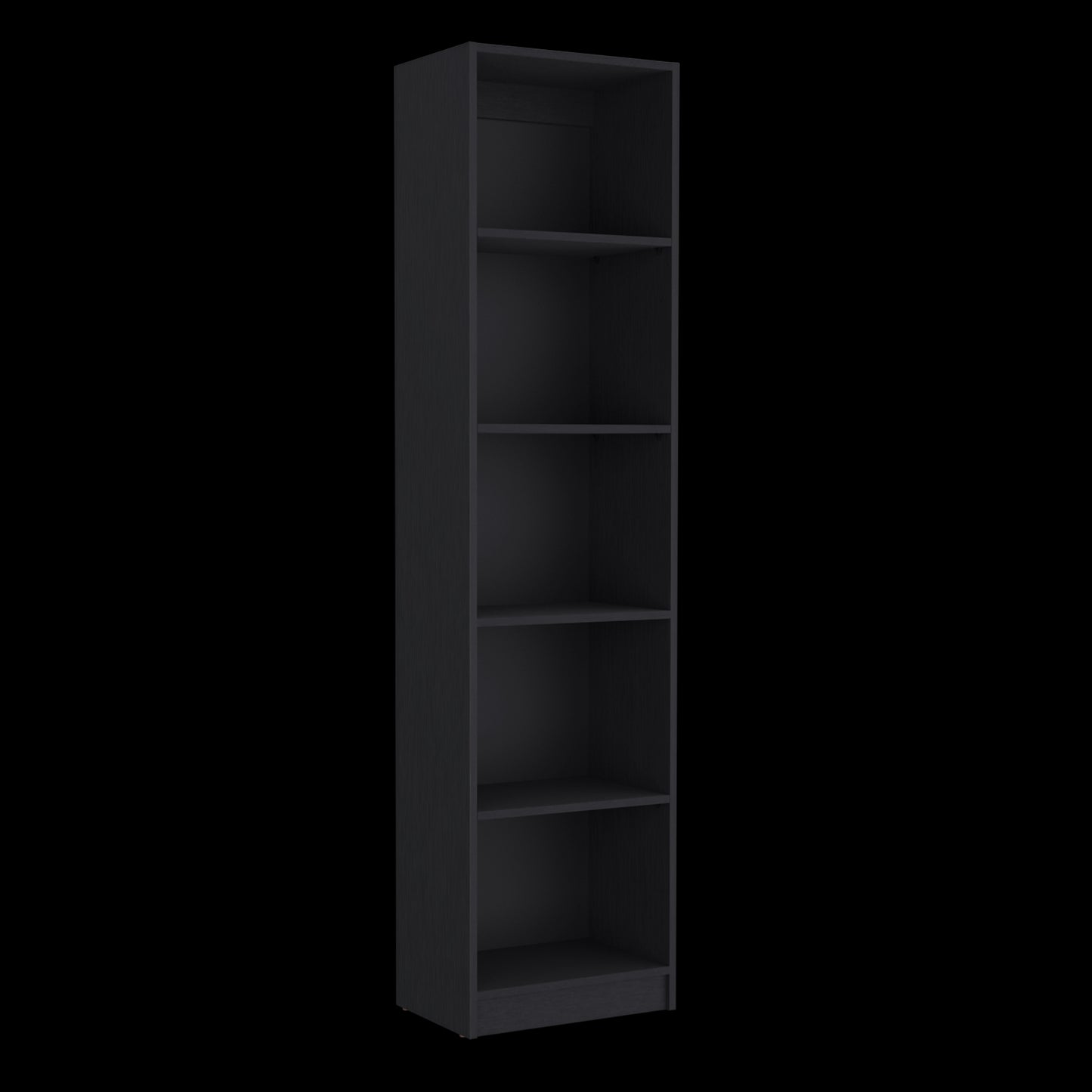 Zachary Black 5-Shelf Slim Bookcase