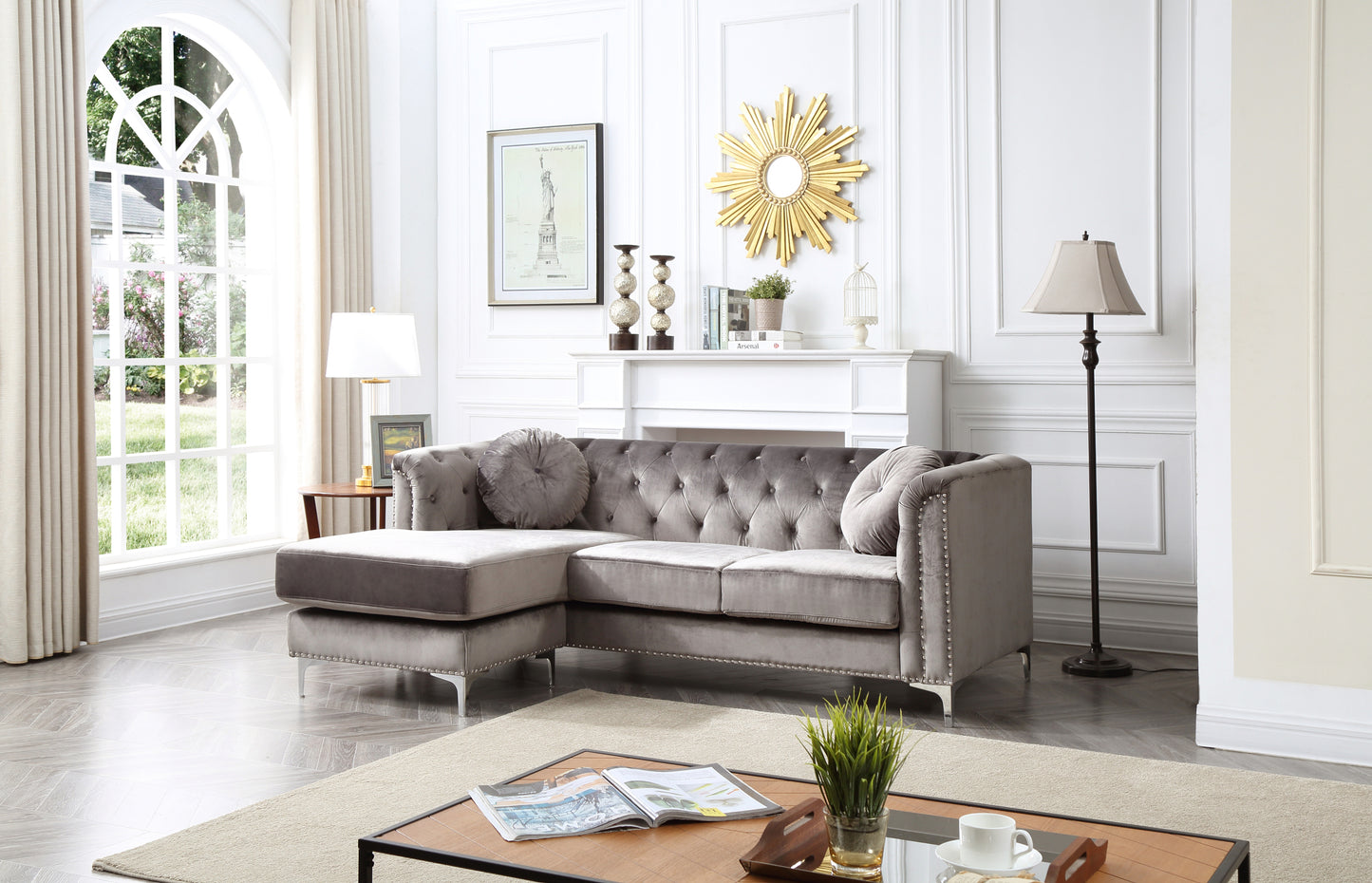 Sophisticated Dark Gray Sofa Chaise