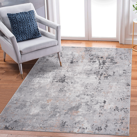 5X7 Grey/Multi/Abstract Non-Shedding Living Room Bedroom Dining Home Office Stylish and Stain Resistant Area Rug