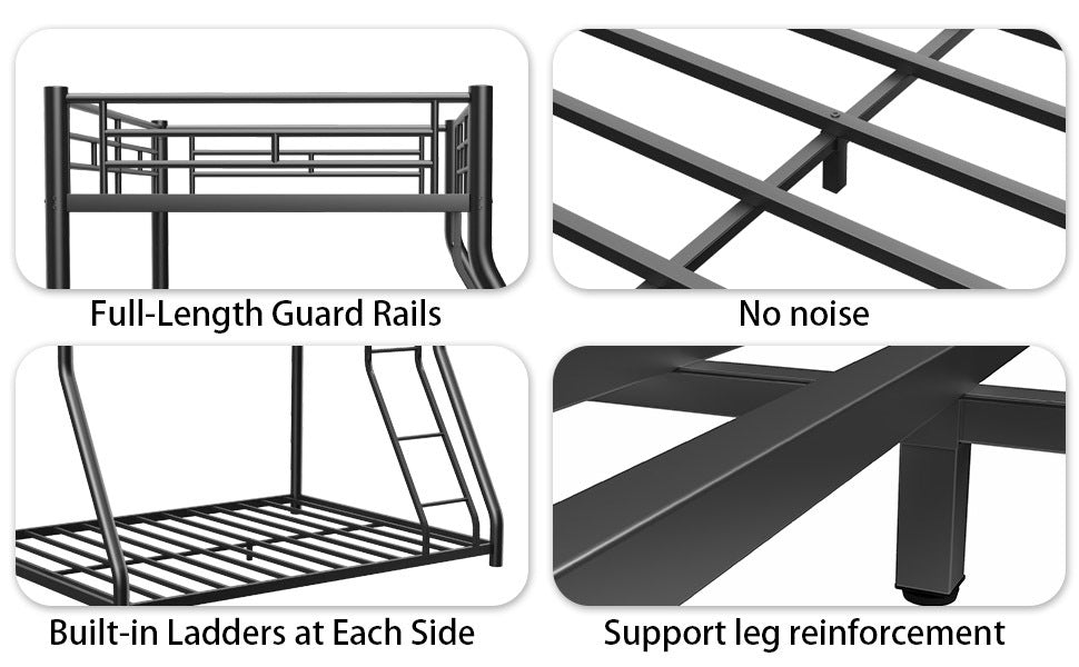 Metal Twin over Full Bunk Bed/ Heavy-duty Sturdy Metal/ Noise Reduced/ Safety Guardrail/ CPC Certified/ No Box Spring Needed