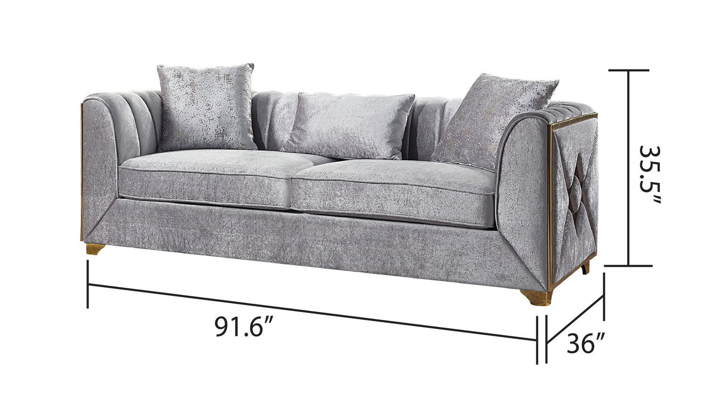 Velencia Modern Style Sofa made with wood in Silver