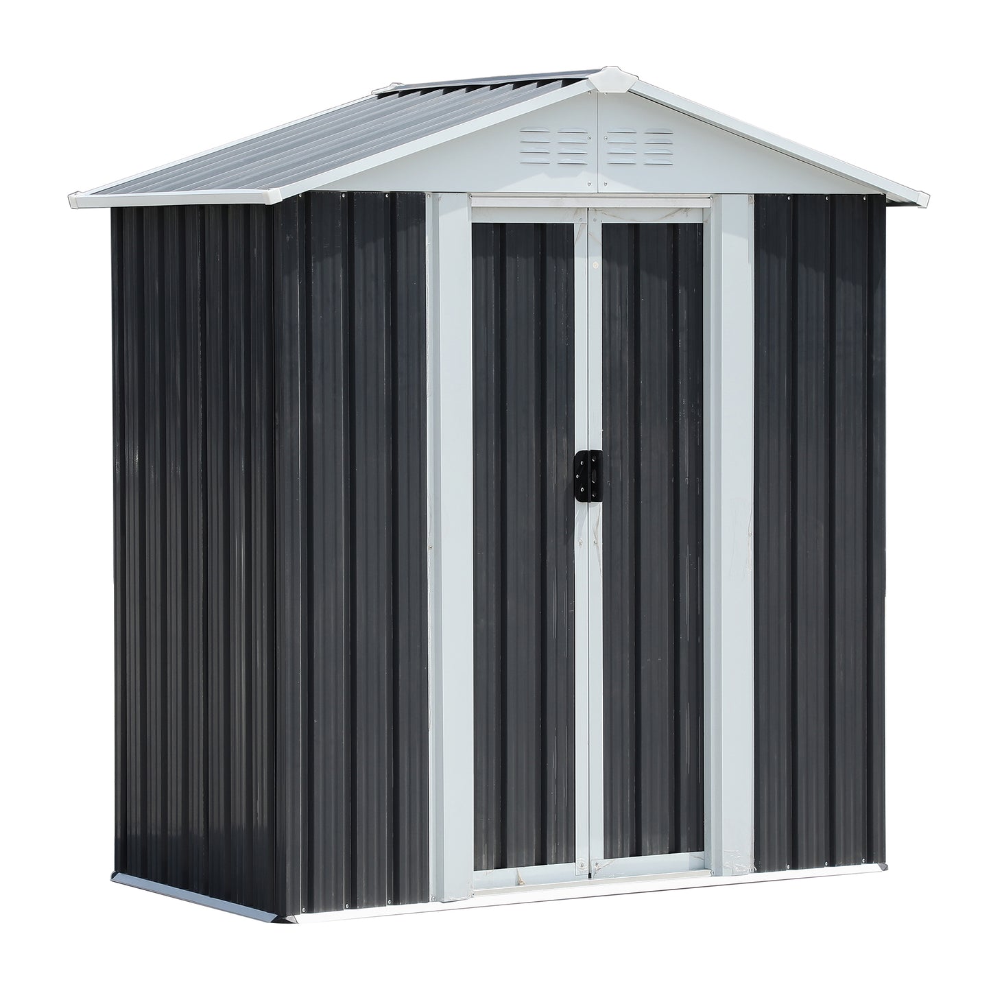 Outdoor Waterproof Garden Tool Storage Sheds 5FTx3FT Apex Roof Grey With Aluminum alloy frame And Sliding doors