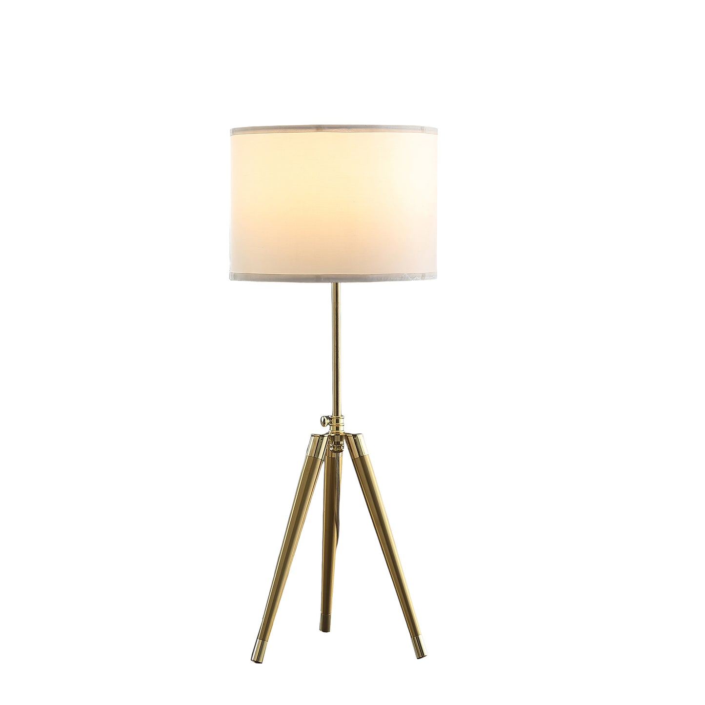 35.5" - 25.75"H Adjustable Hieght Brass/Shiny Gold Modern Tripod Table Lamp for Living Room, Nightstand Bedside Table Lamp for Bedroom, LED Lamp