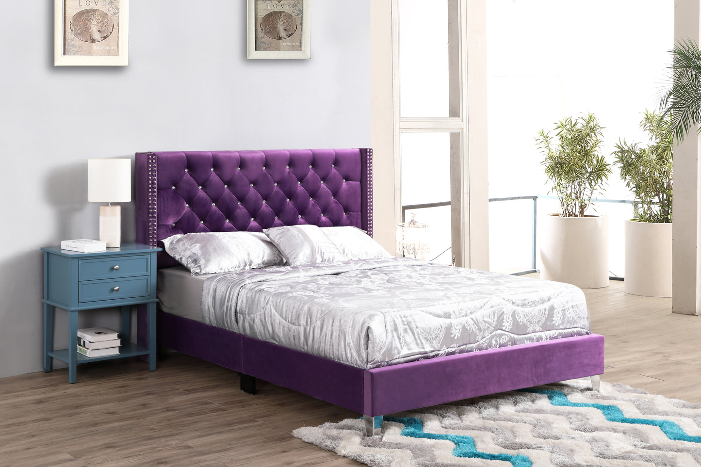 Tranquil Purple Queen Bed With Storage