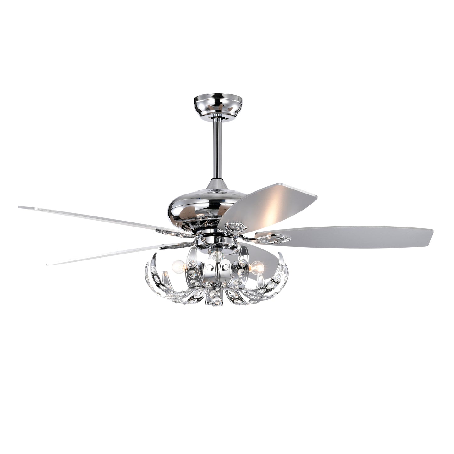 52" Crystal Ceiling Fan with 5 Reversible Blades Light Kit and Remote Control, 3-Speed (High, Mid,Low) Adjustable for Living Room, Bedroom, Kitchen