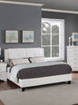 Queen Size Bed 1pc  Bed Set White Faux Leather Upholstered Tufted Bed Frame Headboard Bedroom Furniture