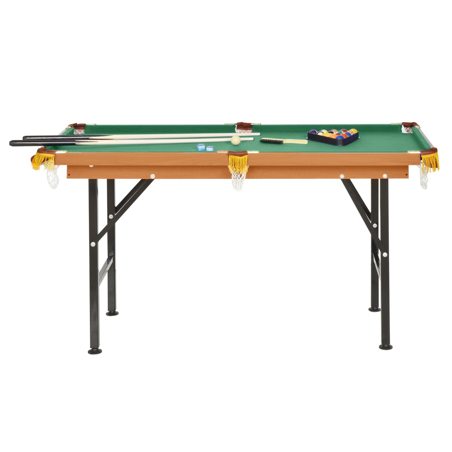 Soozier 55" Portable Folding Billiards Table Game Pool Table for Whole Family Number Use With Cues, Ball, Rack, Chalk, Green