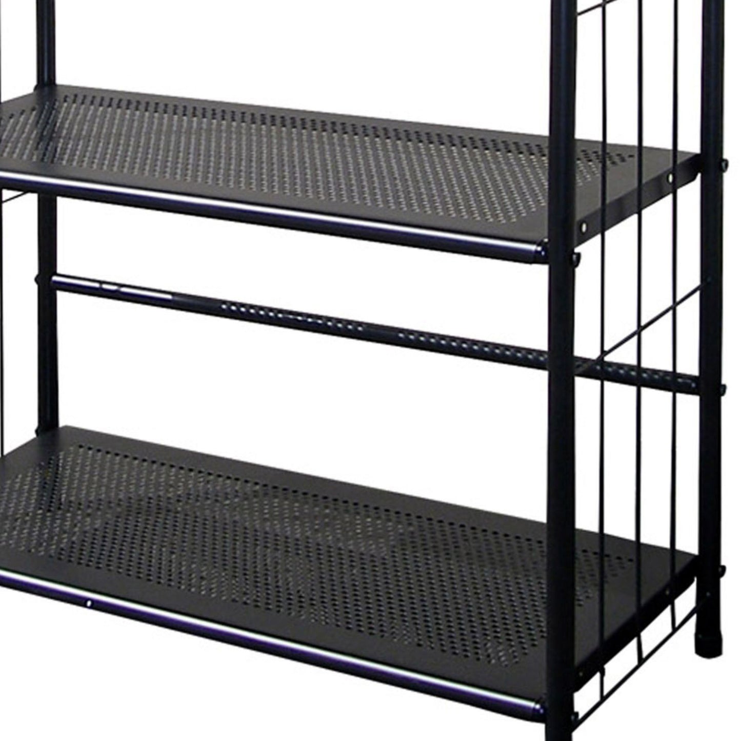 37" Tall 3-Tier Metal Standing Book Shelf, Black finish