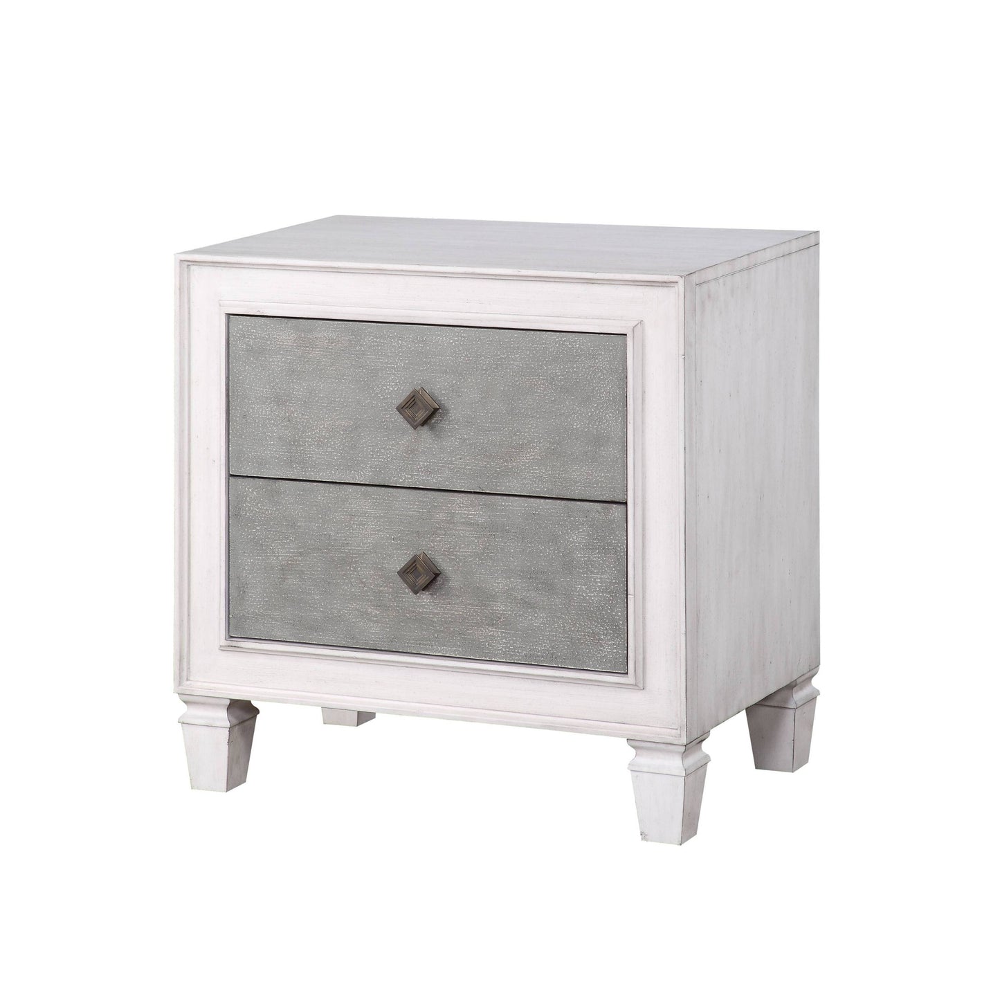 Katia Rustic Gray & Weathered White Finish Night Stand