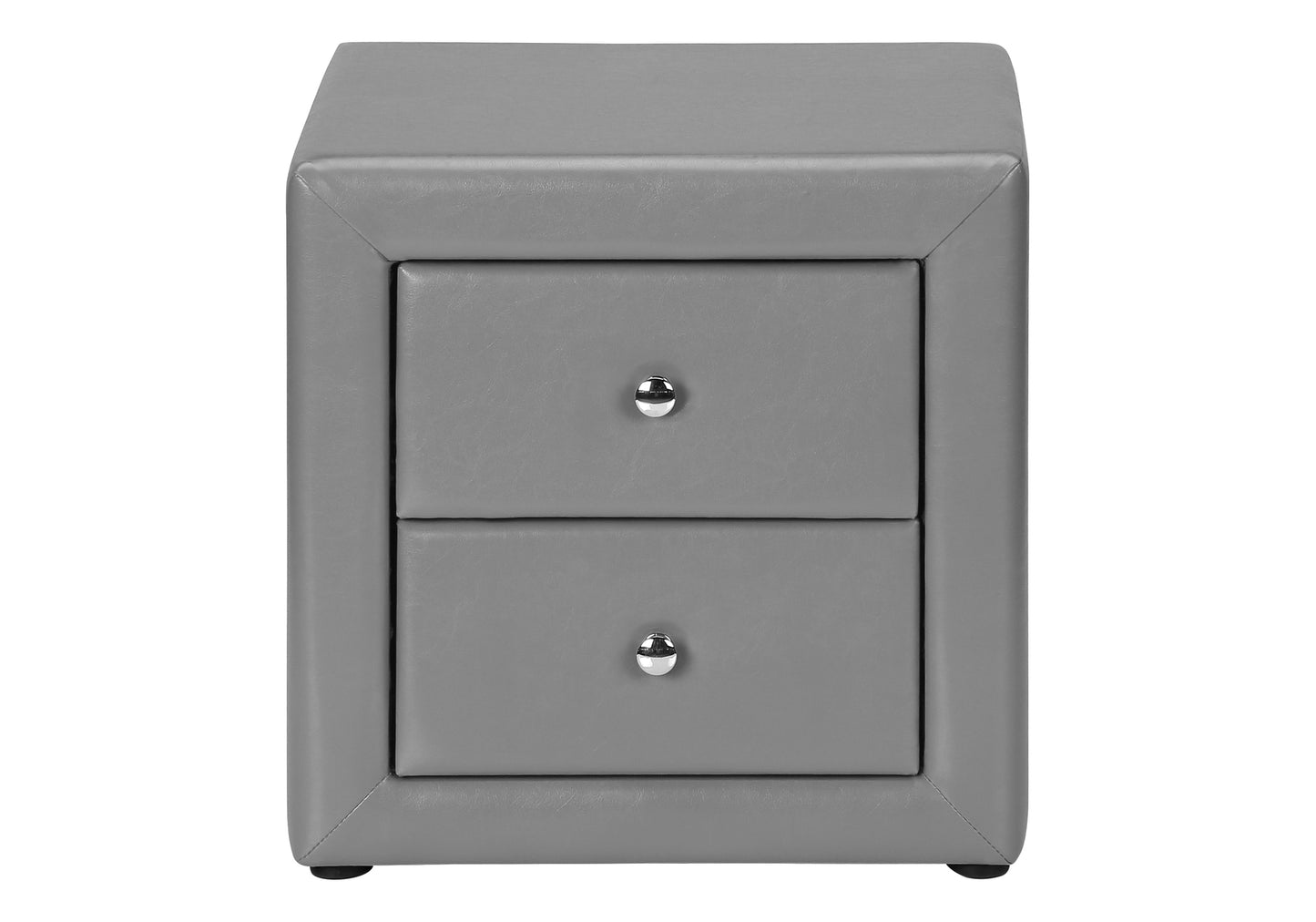 Nightstand, Nightstand, End, Side, Lamp, Storage Drawer, Bedroom, Upholstered, Grey Leather Look, Transitional