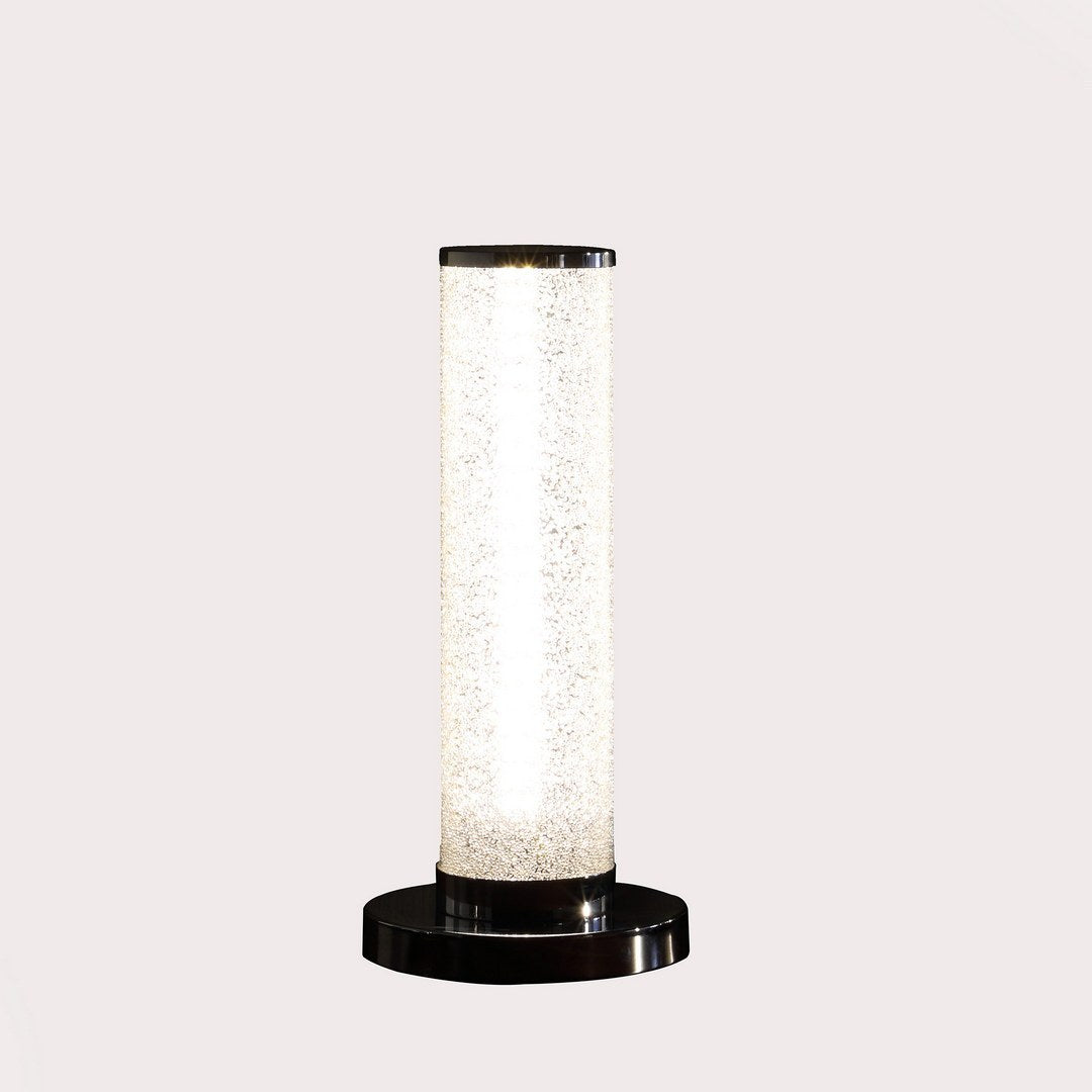 13-Inch LED Illuminari White Crystal Sand Rocks Column Table Lamp