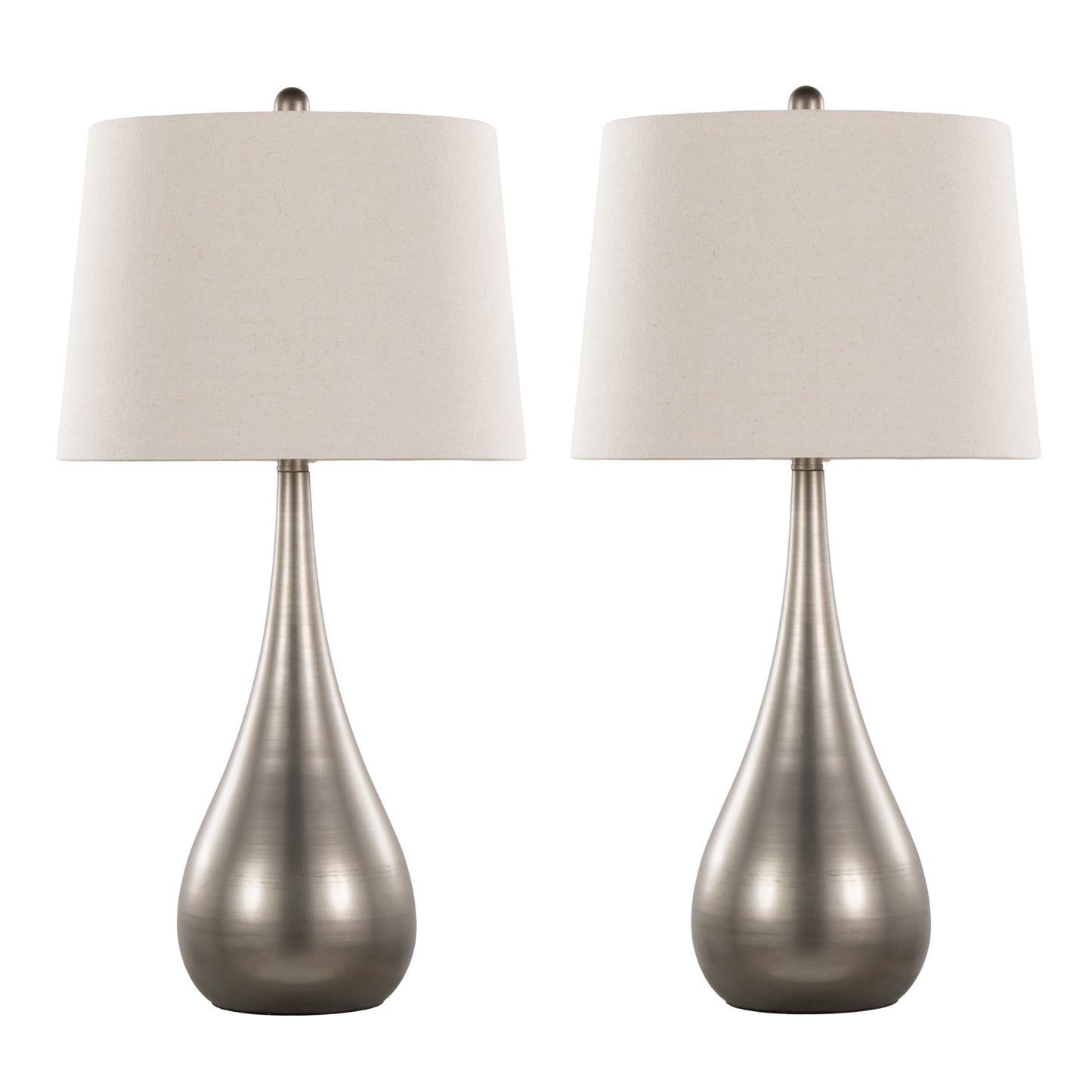 Pebble 29" Contemporary Metal Table Lamp in Aged Pewter with Natural Linen Shade from Grandview Gallery by LumiSource - Set of 2