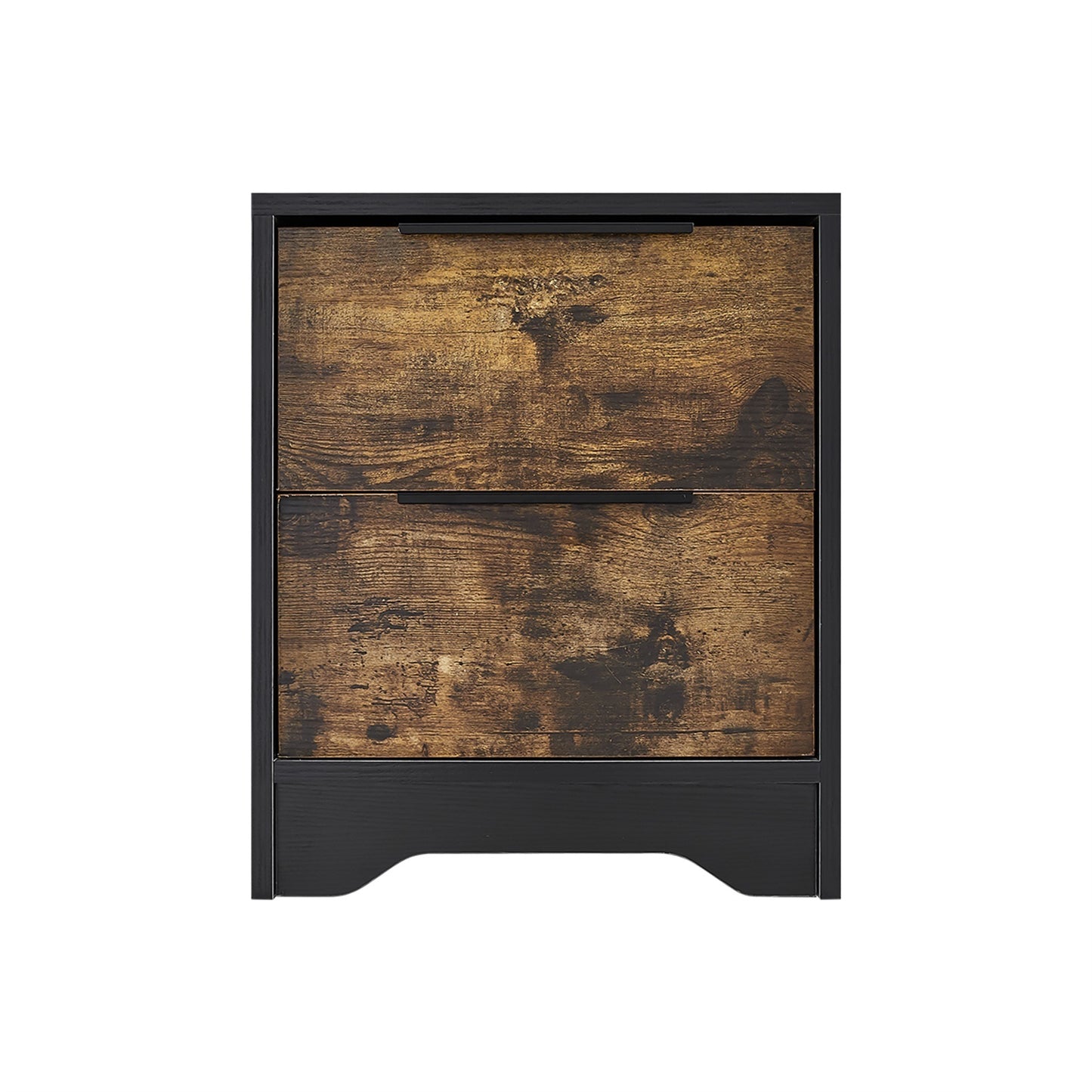 Black Wooden Nightstand with Two Drawers for Bedrooms and Other Places.