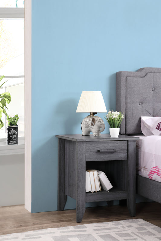 Modern Gray Bedside Table With Storage Options
