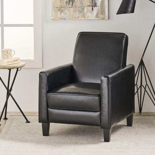 Black Faux Leather Push Back Chair for Elegant Home Décor