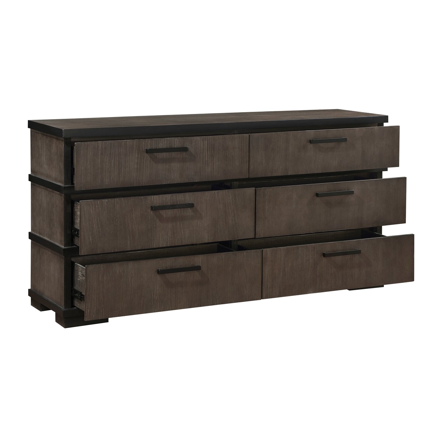 Two-Tone Brown Black Finish 6-Drawers Dresser 1pc Modern Industrial Design Bedroom Furniture