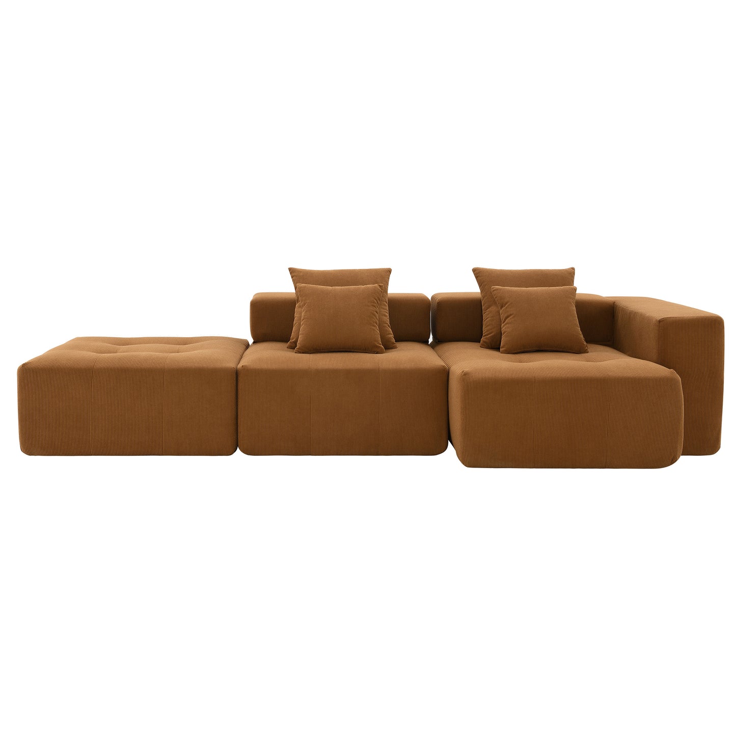 105.5''L Shaped Modular Sectional Sofa,Minimalist Corduroy Floor Couch Set,Convertible Foam-Filled Cloud Compressed Couch for Living Room,3 PC Free Combination,No Assembly Required,3 Colors