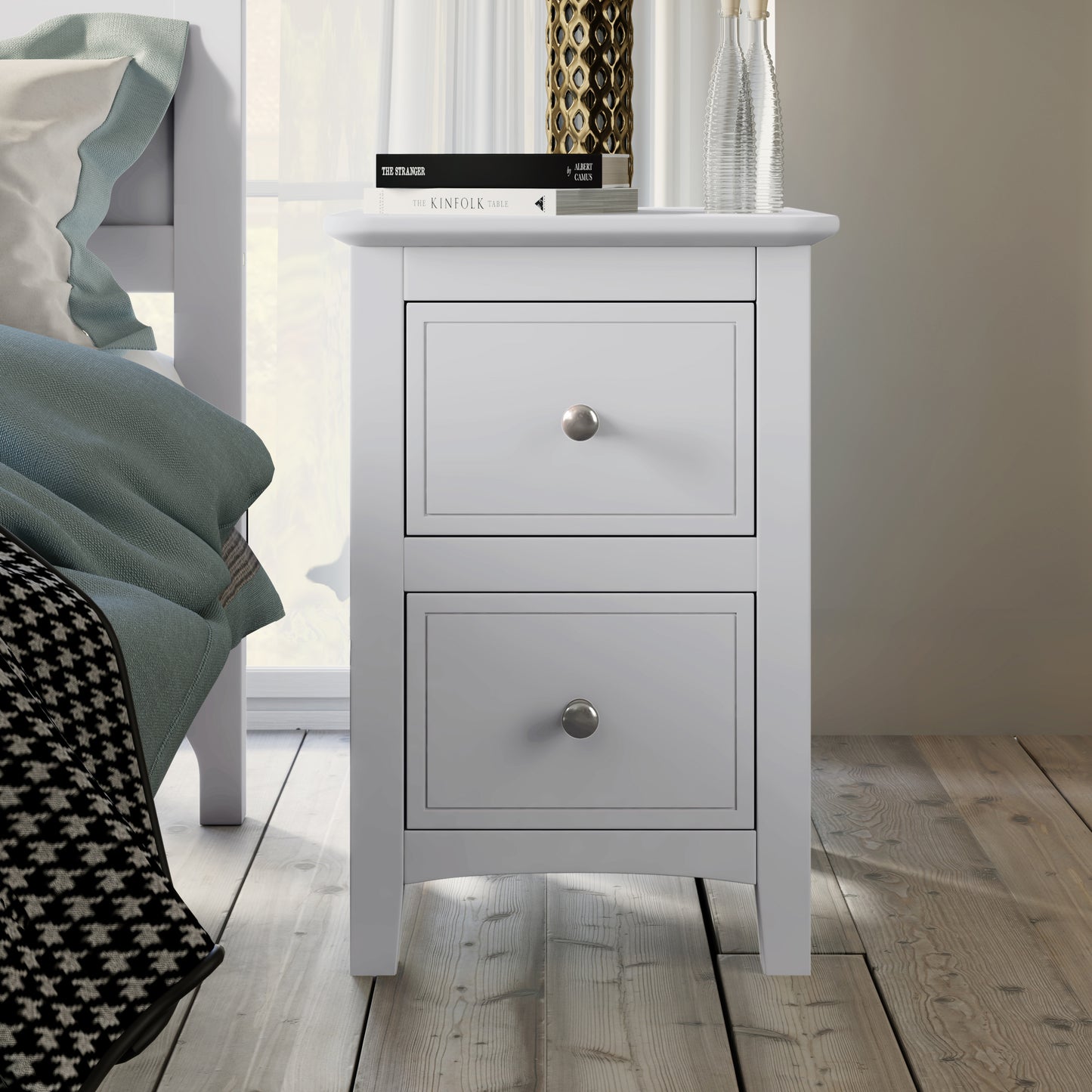 White Solid Wood 5 Pieces Queen Bedroom Sets(bed+nightstand*2+chest+dresser)old sku:BS515101AAK