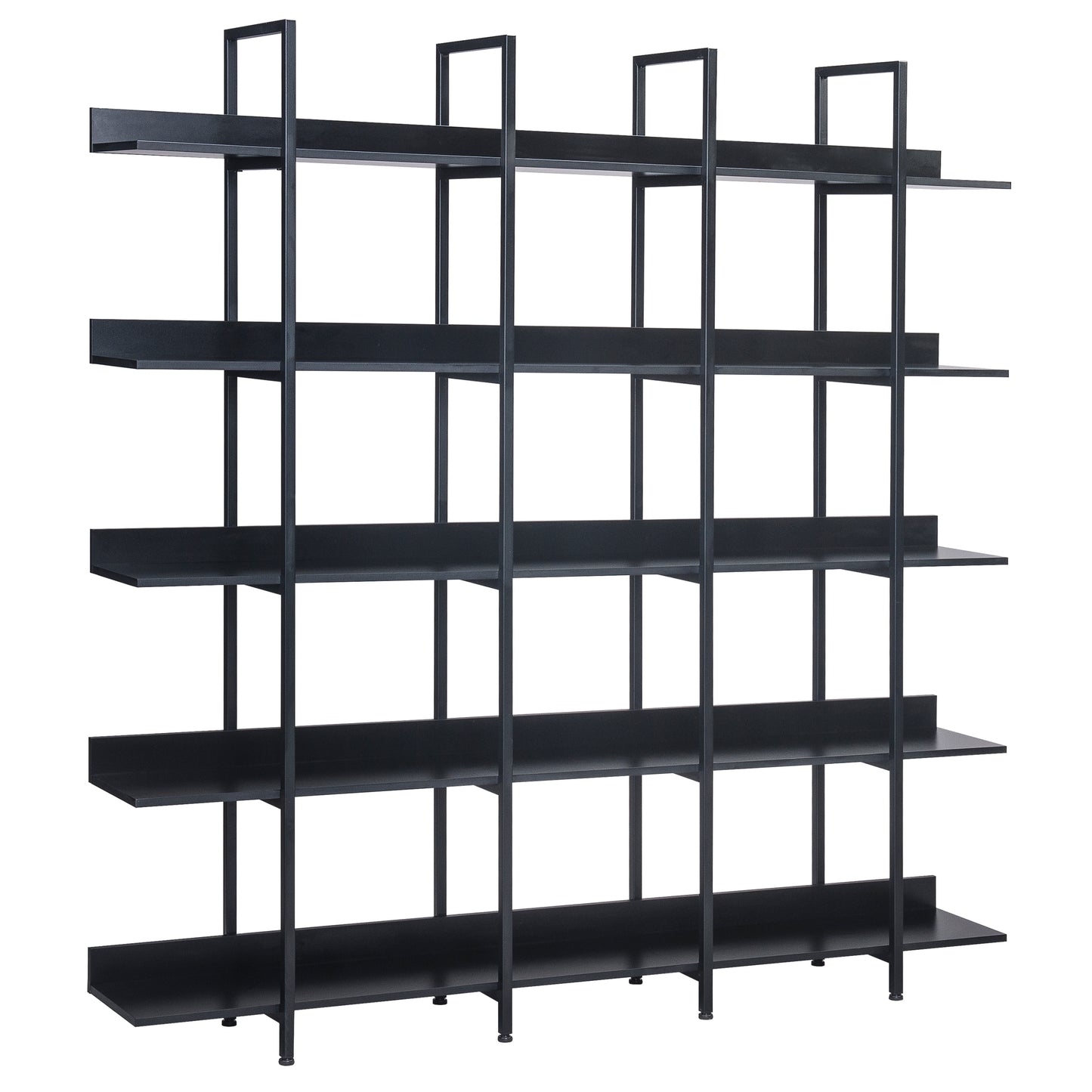 5 Tier Bookcase Home Office Open Bookshelf, Vintage Industrial Style Shelf with Metal Frame, MDF Board