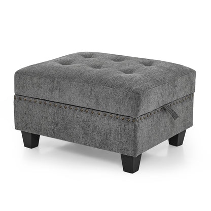 U shape Modular Sectional Sofa,DIY Combination,includes Two Single Chair ,Two Corner and Two Ottoman,Grey Chenille