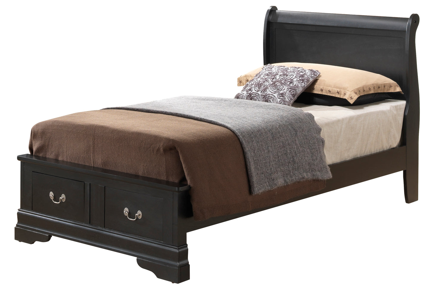 Elegant Black Twin Storage Bed With Charm