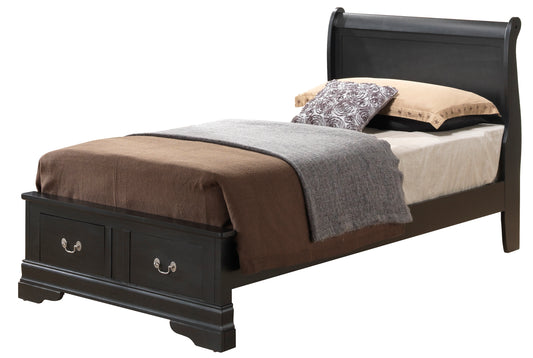 Elegant Black Twin Storage Bed With Charm
