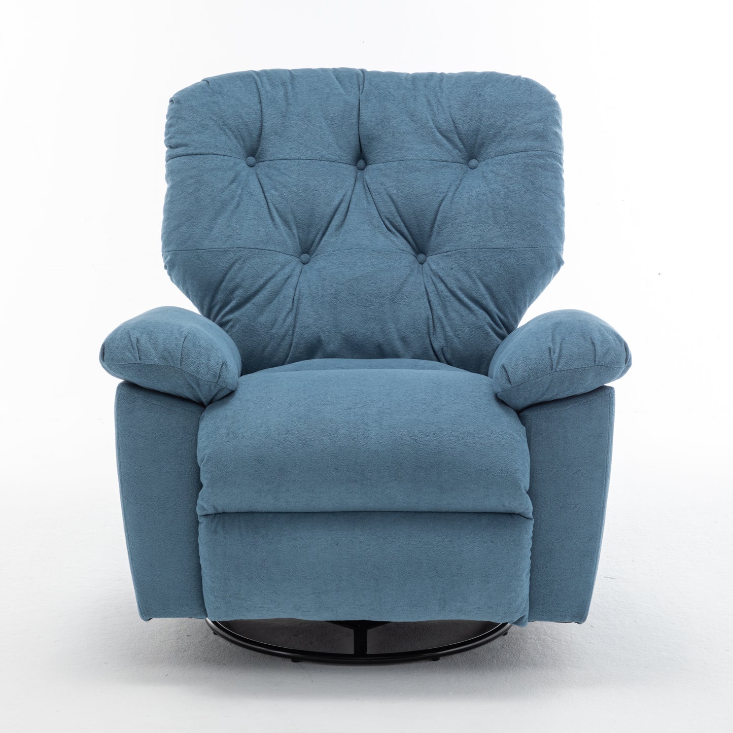 Blue Relaxing Recliner Chair,Soft Artificial Fleece, Overstuffed, Swivel, Glider, Side Pocket