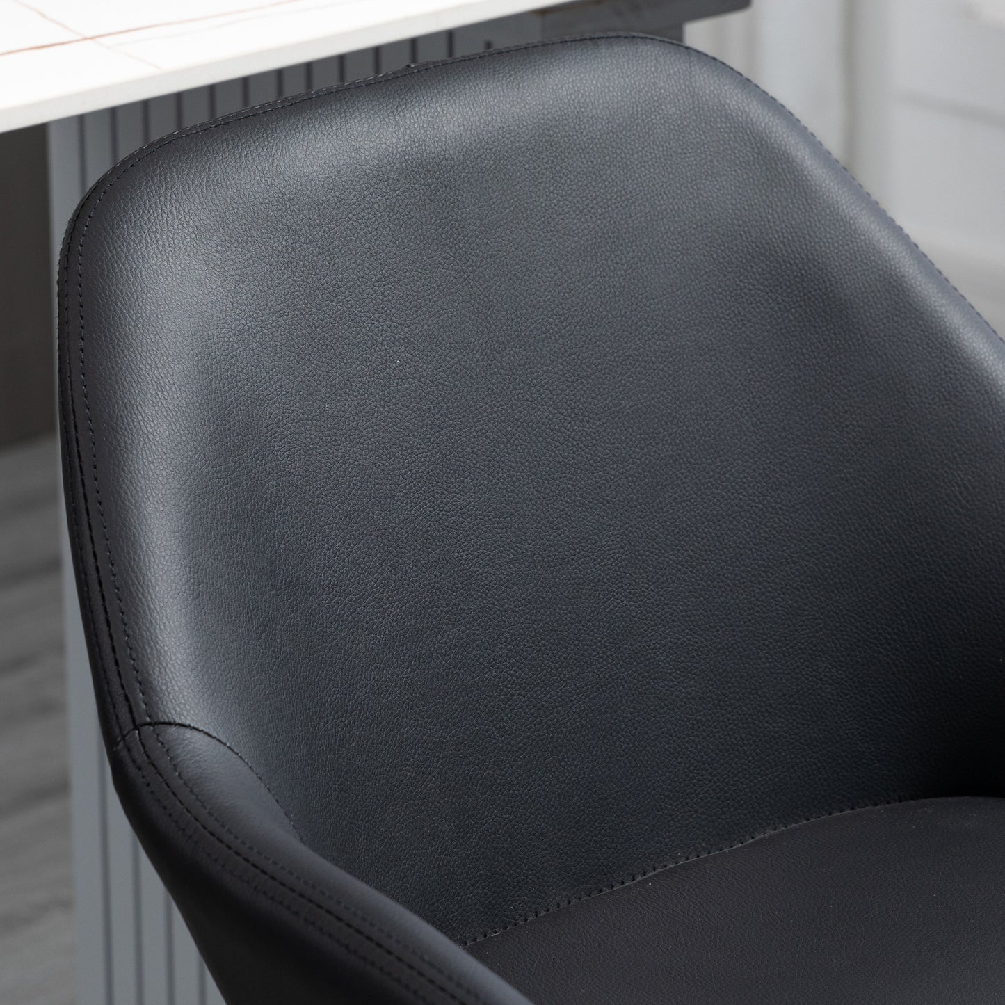 HOMCOM Adjustable Bar Stools, Swivel Counter Height Barstools with Footrest and Back, PU Leather and Steel Round Base, for Kitchen Counter and Dining Room, Set of 2, Black