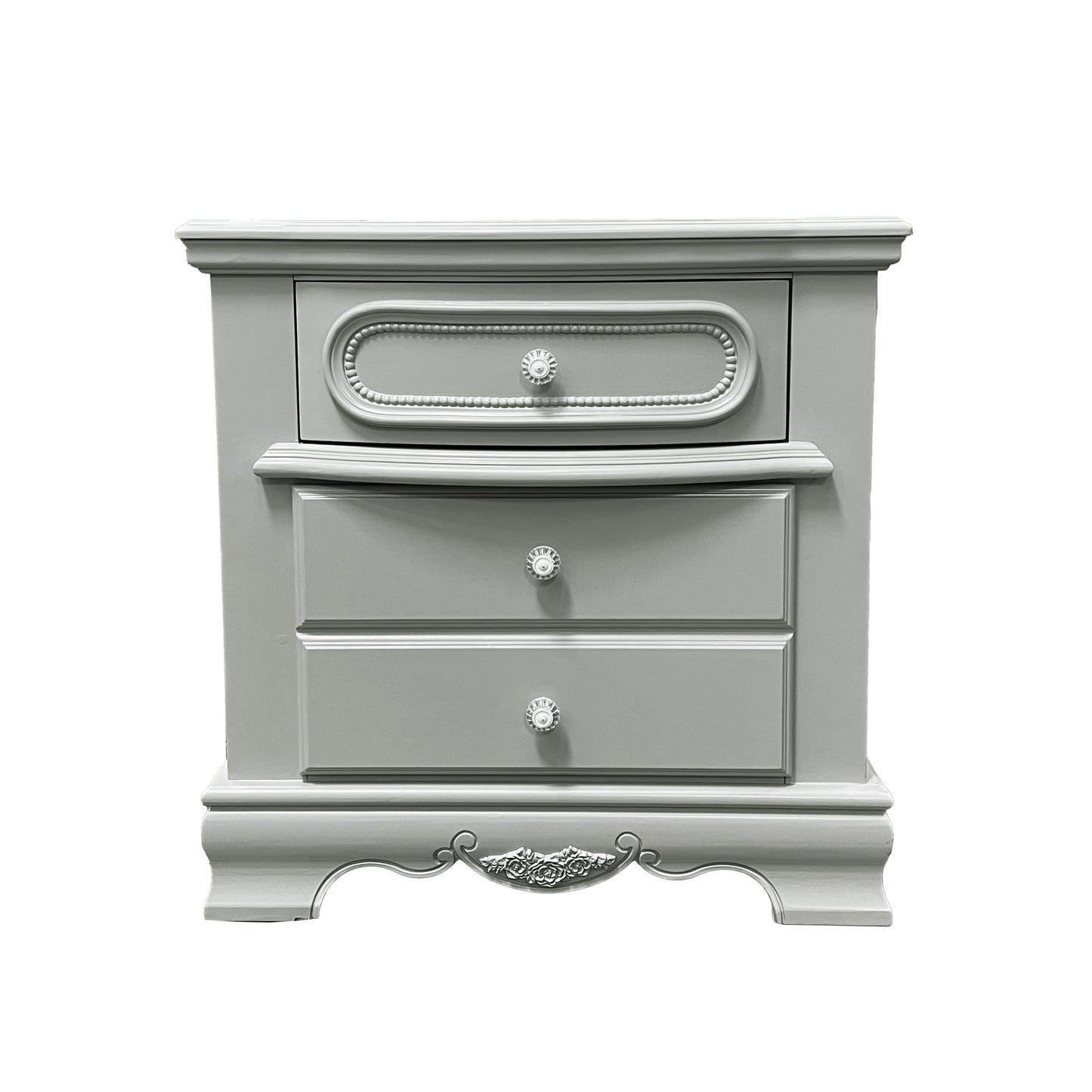 Grey 3-Drawer Nightstand