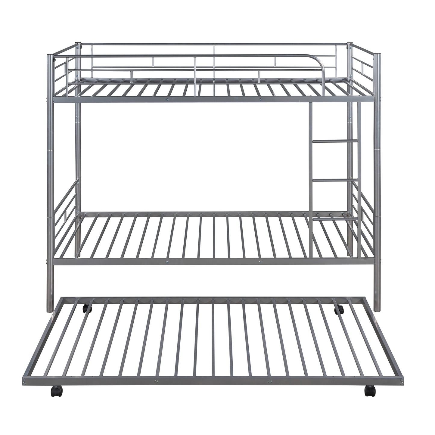 Twin-Over-Twin Metal Bunk Bed With Trundle,Can be Divided into two beds,No Box Spring needed ,White ( old sku: MF194806AAN )