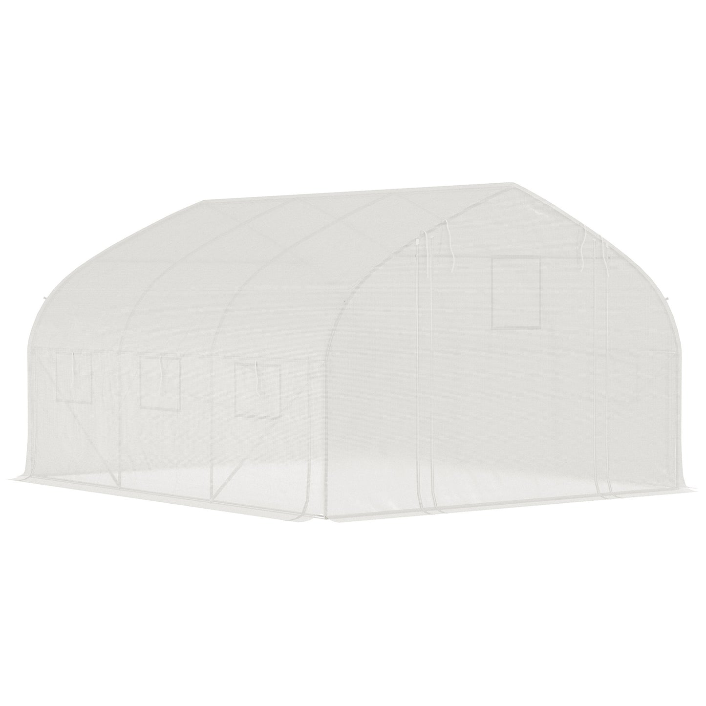 Outsunny 11.5' x 10' x 6.5' Walk-in Tunnel Greenhouse, Green House with Zippered Mesh Door, 7 Mesh Windows & Roll-up Sidewalls, Upgraded Gardening Plant Hot House with Galvanized Steel Hoops, White