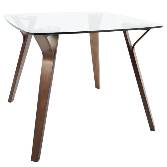 Folia Mid-Century Modern Dinette Table in Walnut and Glass by LumiSource