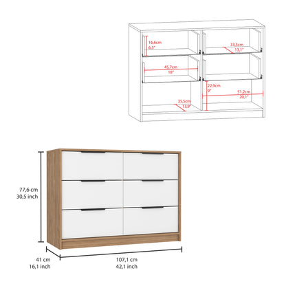 Kaia 4 Drawers Dresser, Superior Top -Pine / White