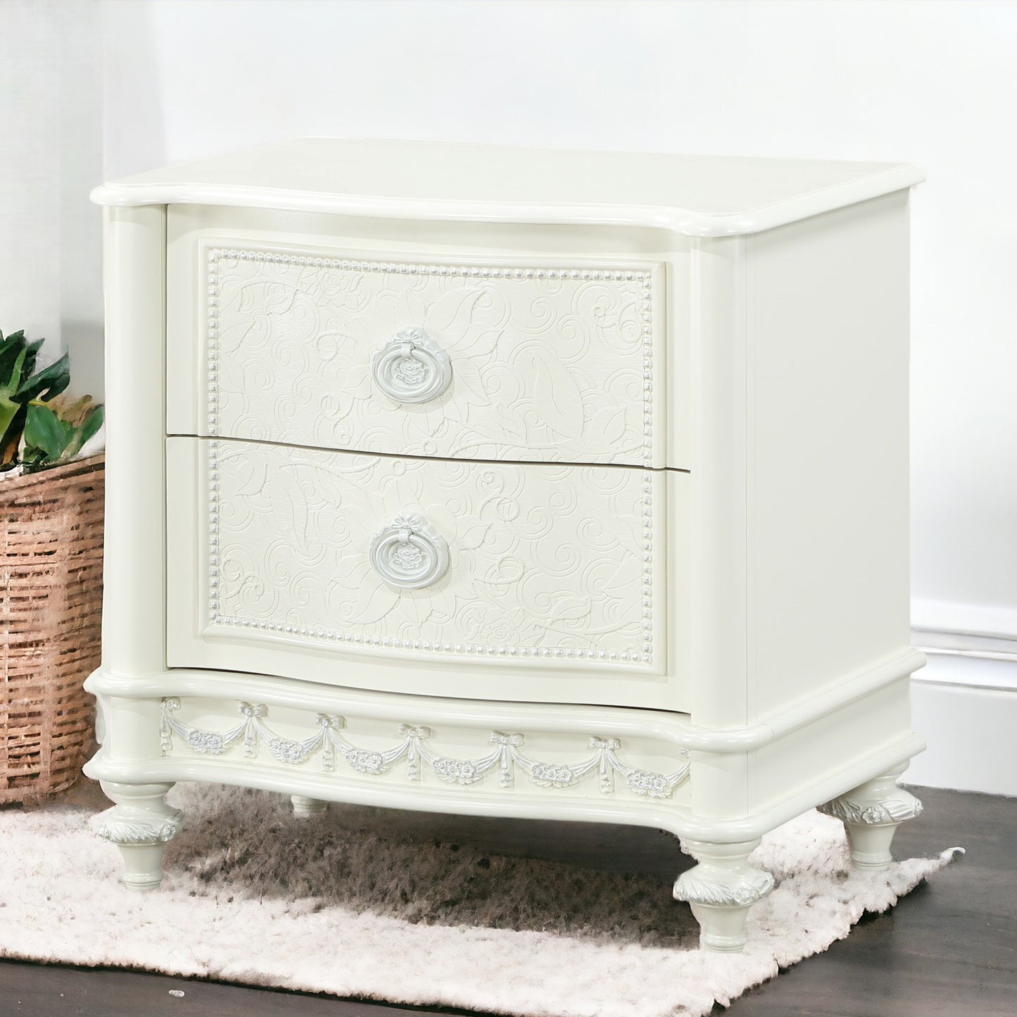 Ivory 2-Drawer Nightstand