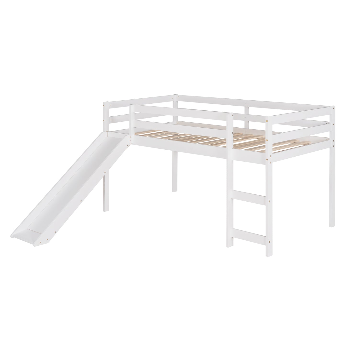 Loft Bed with Slide, Multifunctional Design, Twin (White)(OLD SKU: WF191904AAK)