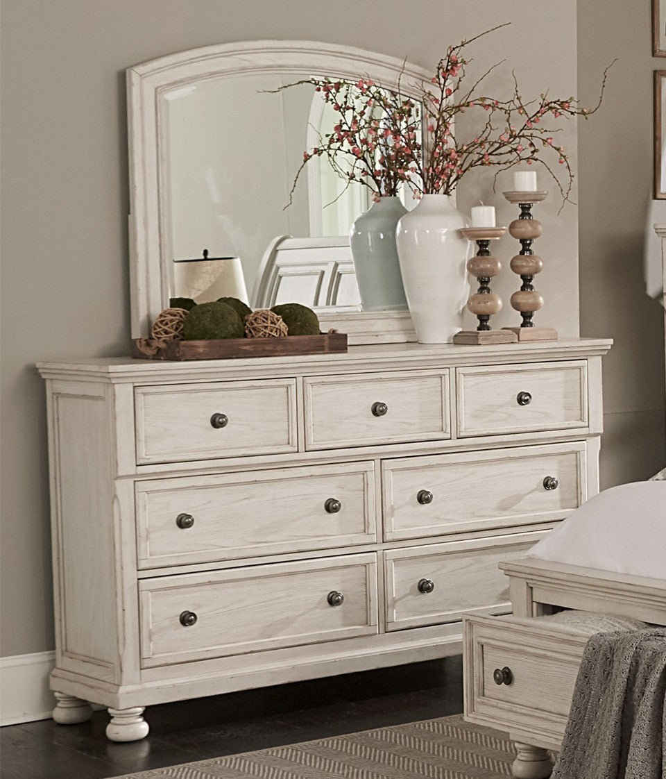 Antique White Finish1pc Dresser of 7 Drawers Traditional Design Hidden Drawer Classic Bedroom Furniture