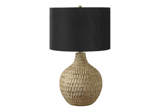 Lighting, 25"h, Table Lamp, Black Shade, Brown Resin, Contemporary