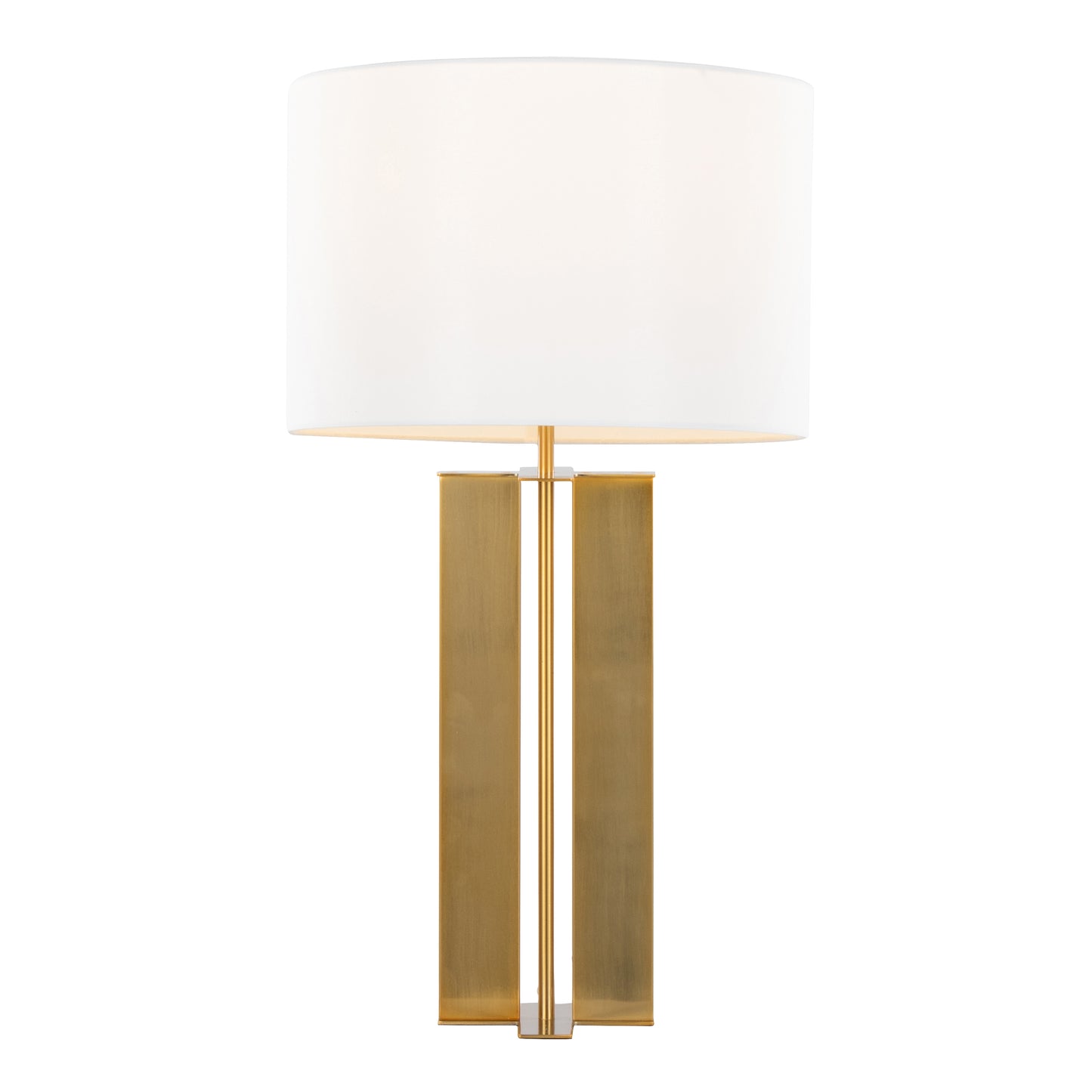 Cosmo 28" Glam Metal Table Lamp in Antique Brass and White Linen by LumiSource