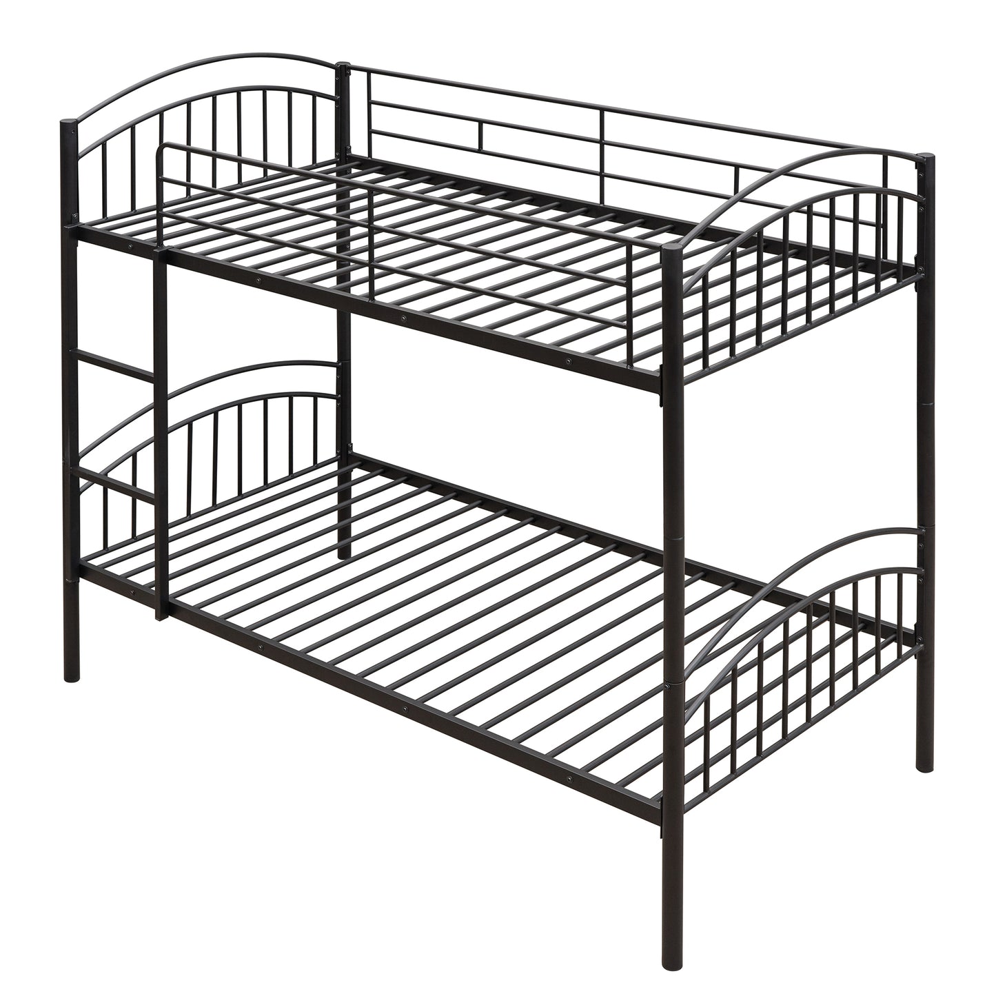 Twin Over Twin Metal Bunk Bed,Divided into Two Beds(Black){OLD SKU:MF280424AAB}