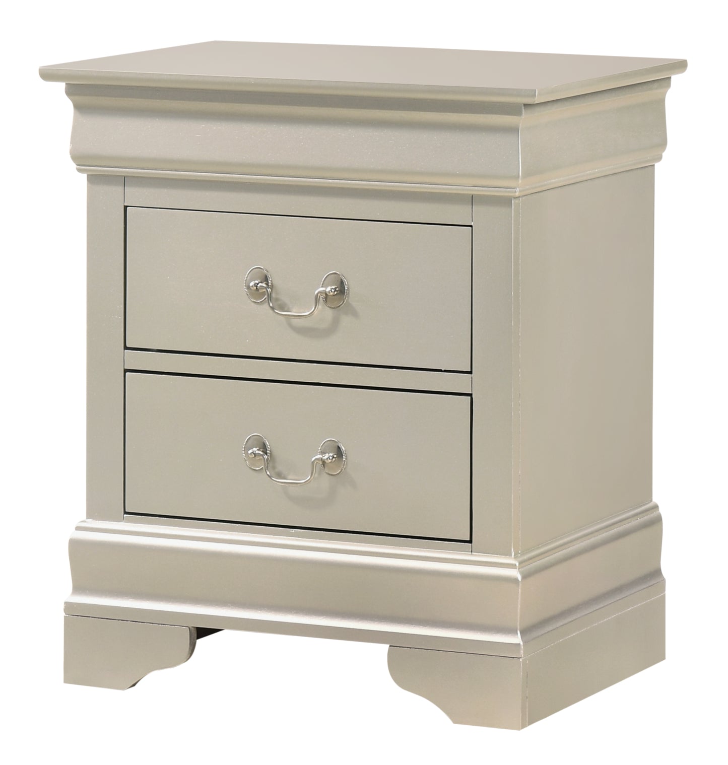 Elegant Traditional Nightstand In Silver Champagne