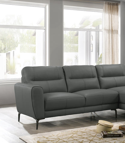 Top Grain Leather Anthracite 2pc Sectional Set Right Facing Chaise Left Facing Sofa Living Room Furniture