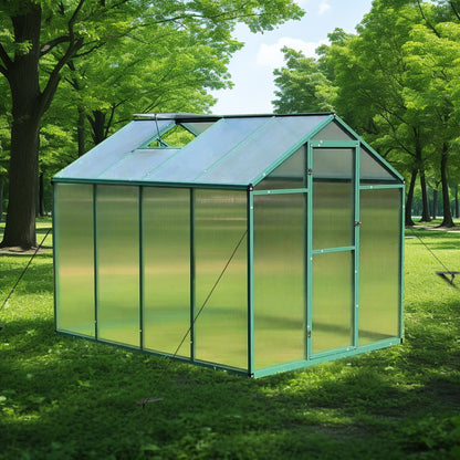 Newly marketed Gain height windproofaluminum greenhouse 6x8 FT Polycarbonate Greenhouse Raised Base and Anchor Aluminum Heavy Duty Walk-in Greenhouses for Outdoor Backyard in All Season