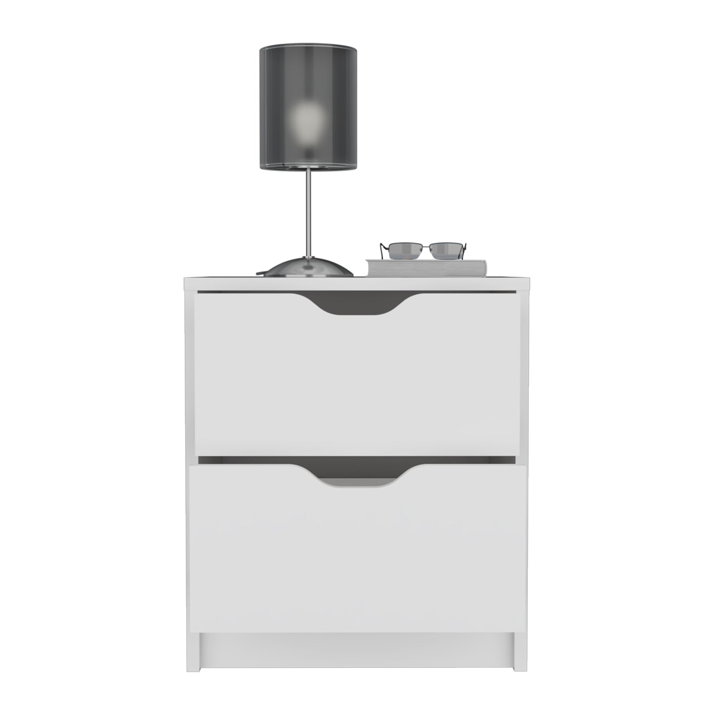 Basilea 2 Drawers Nightstand , End Table, Side Table Pull Out System -White