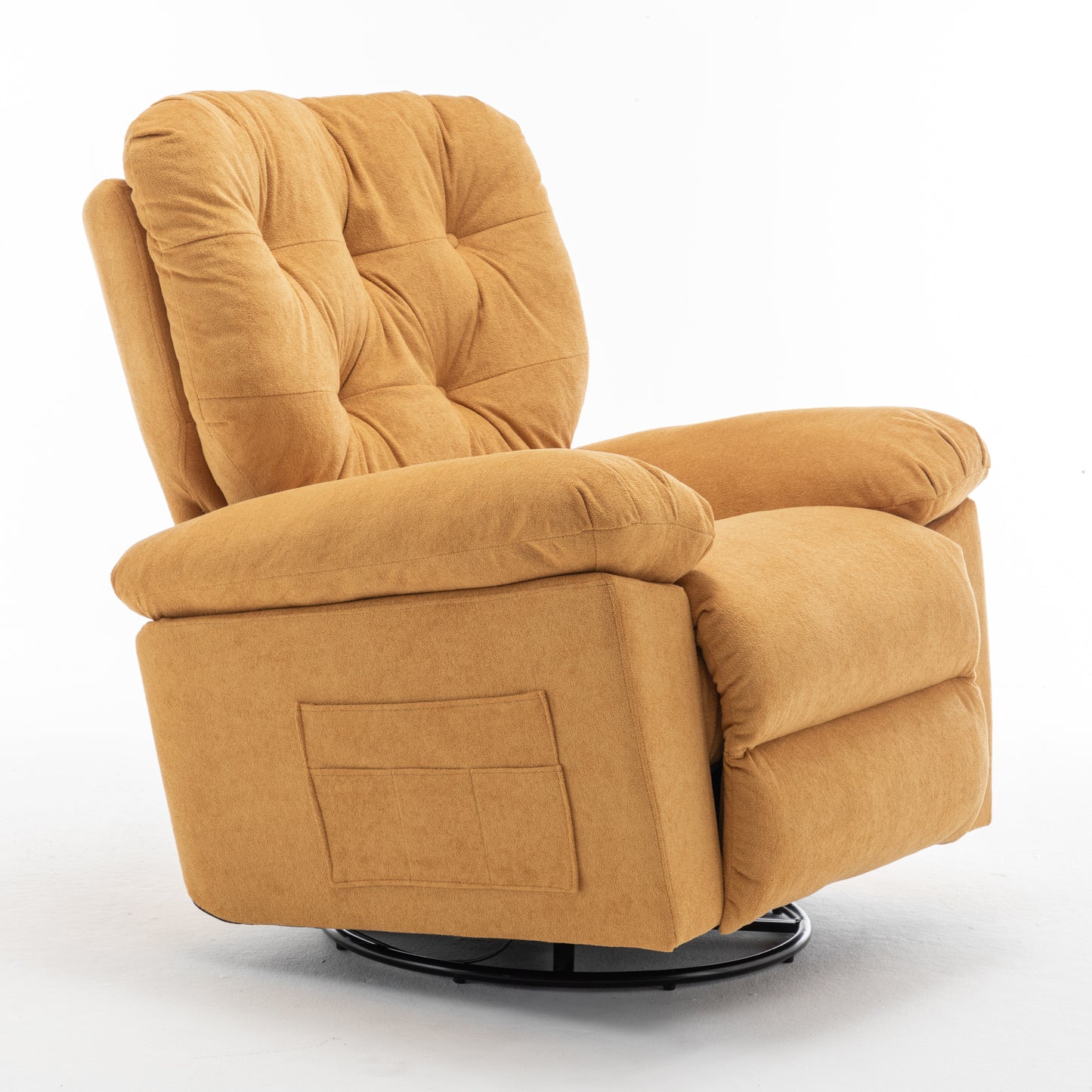 Yellow Relaxing Recliner Chair,Soft Artificial Fleece, Overstuffed, Swivel, Glider, Side Pocket