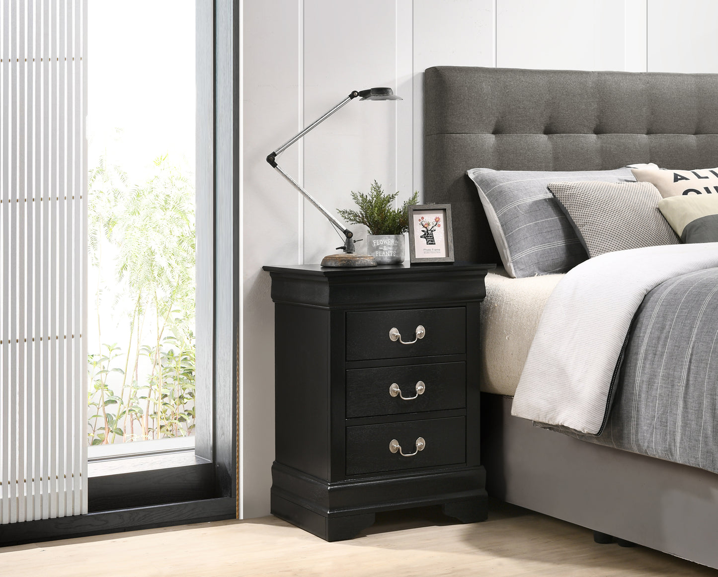 Timeless Black Nightstand With Storage Options