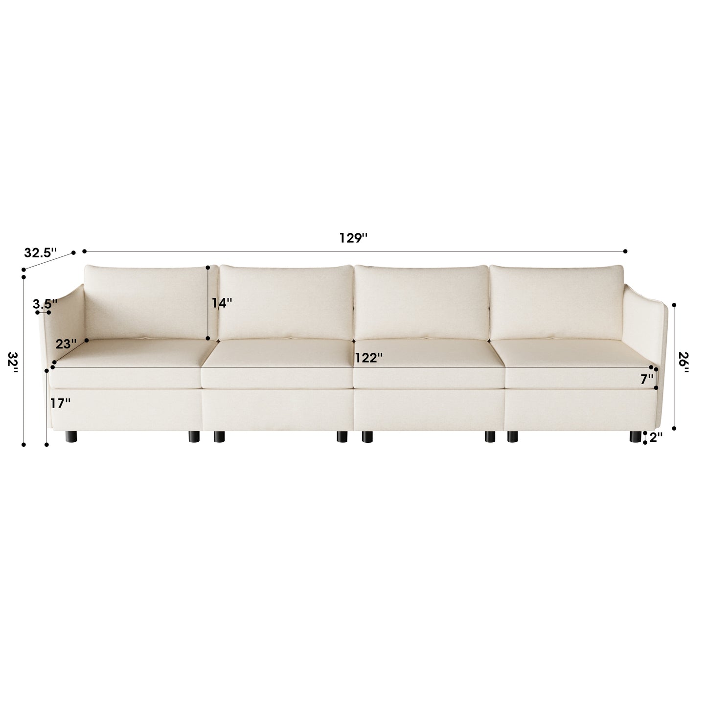 Modular Sectional Sofa, Convertible Sofa Seat With Storage, Sleeper Sectional Sofa Set, Fabric Flexible Modular Combinations for Living Room