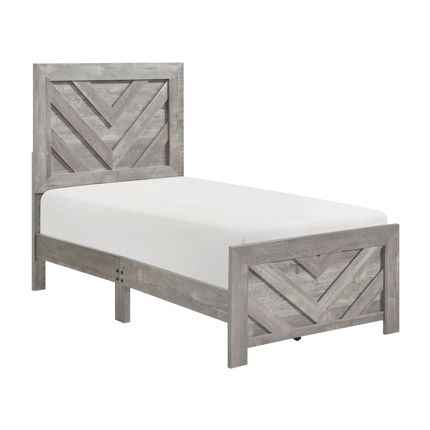 Contemporary Rustic Gray Finish Twin Size Panel Bed Wooden Bedroom Furniture 1pc, Bed in a Box